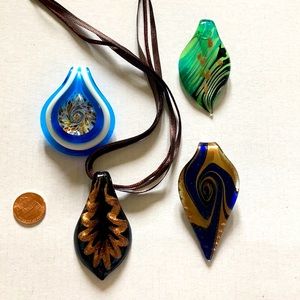 4 handmade murano inspired glass pendant